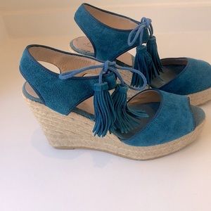 Kanna turquoise suede espadrille wedges